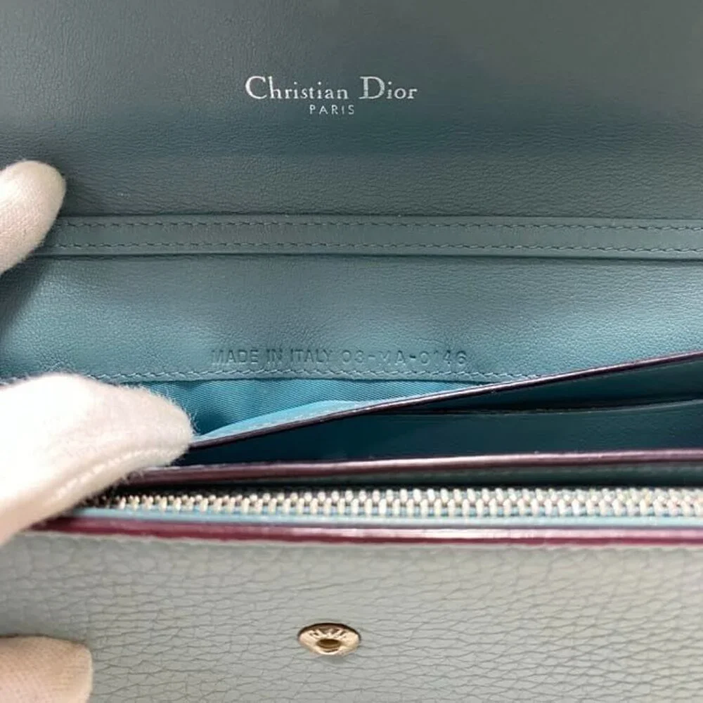 Christian Dior Foldable Long Wallet Light Blue